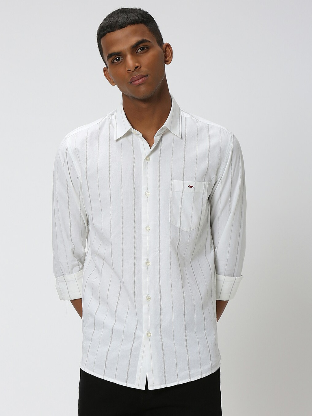 

Mufti Striped Slim Fit Pure Cotton Casual Shirt, White