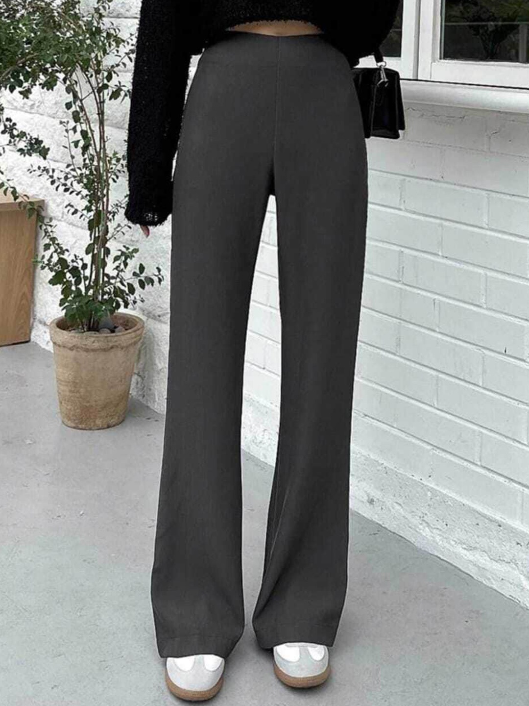 

Next One Women Smart Flared High Rise Easy Wash Trousers, Grey