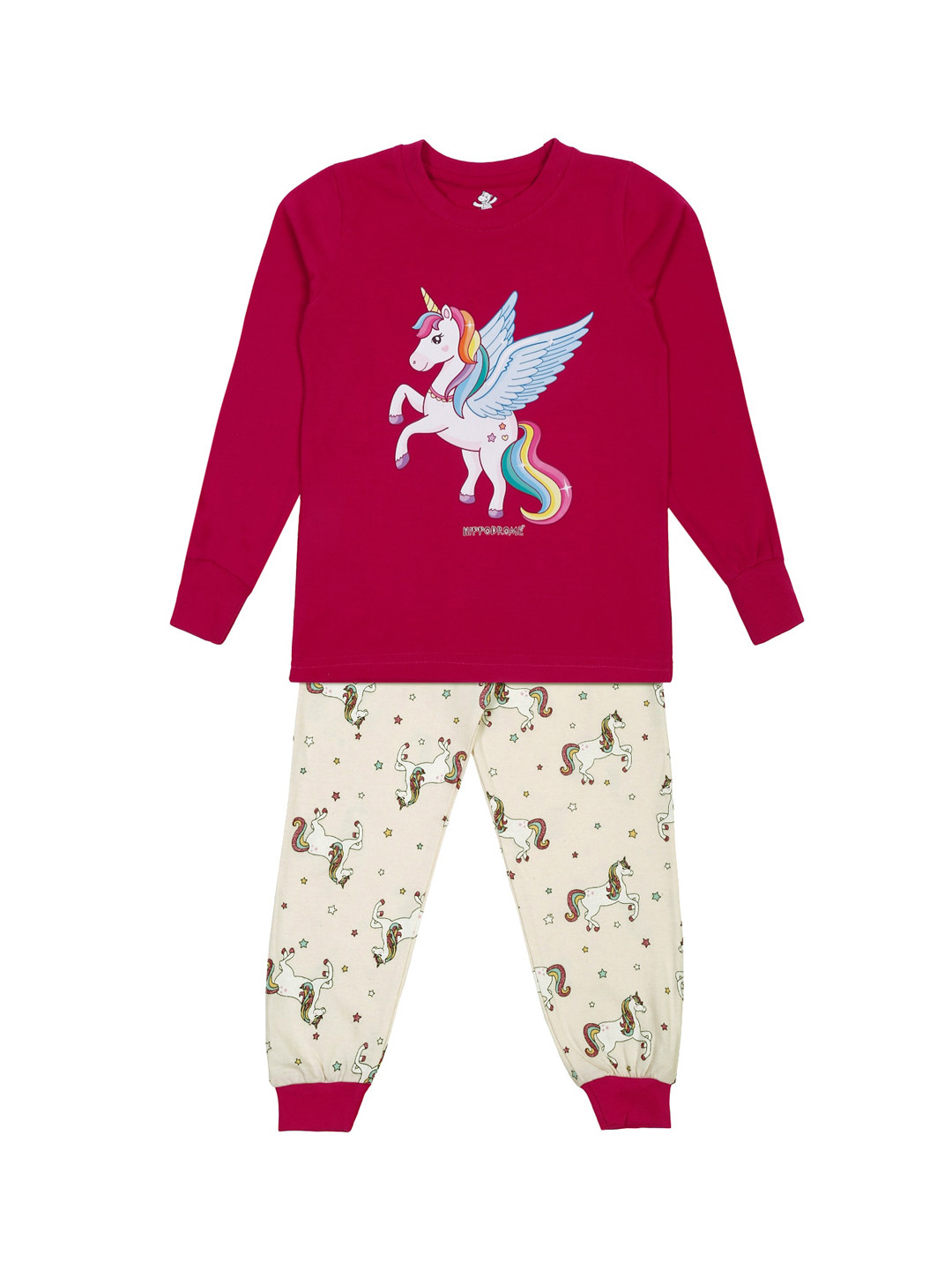 

Hippodrome Girls Graphic Printed Pure Cotton Night suit, Magenta