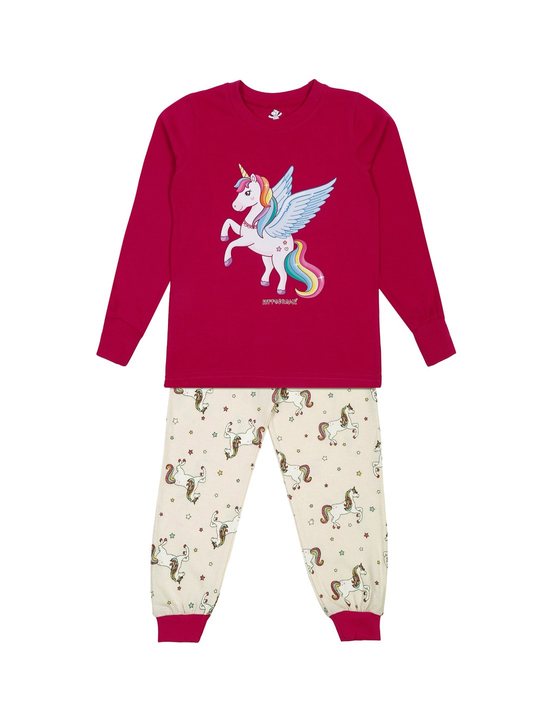 

Hippodrome Girls Graphic Printed Pure Cotton Night suit, Magenta