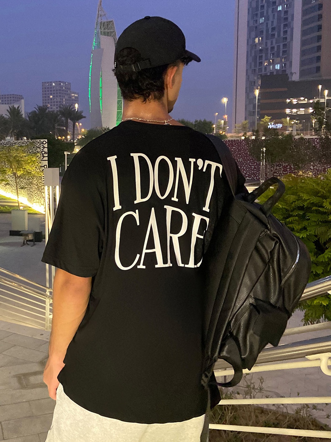 Styli Black Typography Printed Pure Cotton Oversized T-shirt