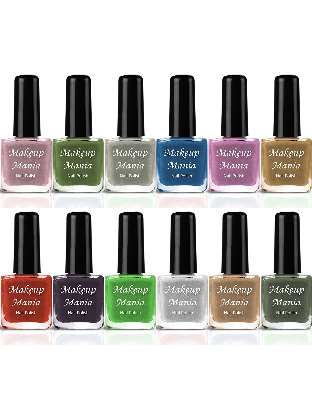 

Makeup Mania Set of 12 High-Shine Long-Lasting Non-Toxic Nail Polish 6ml Each - Shade 221, Multi