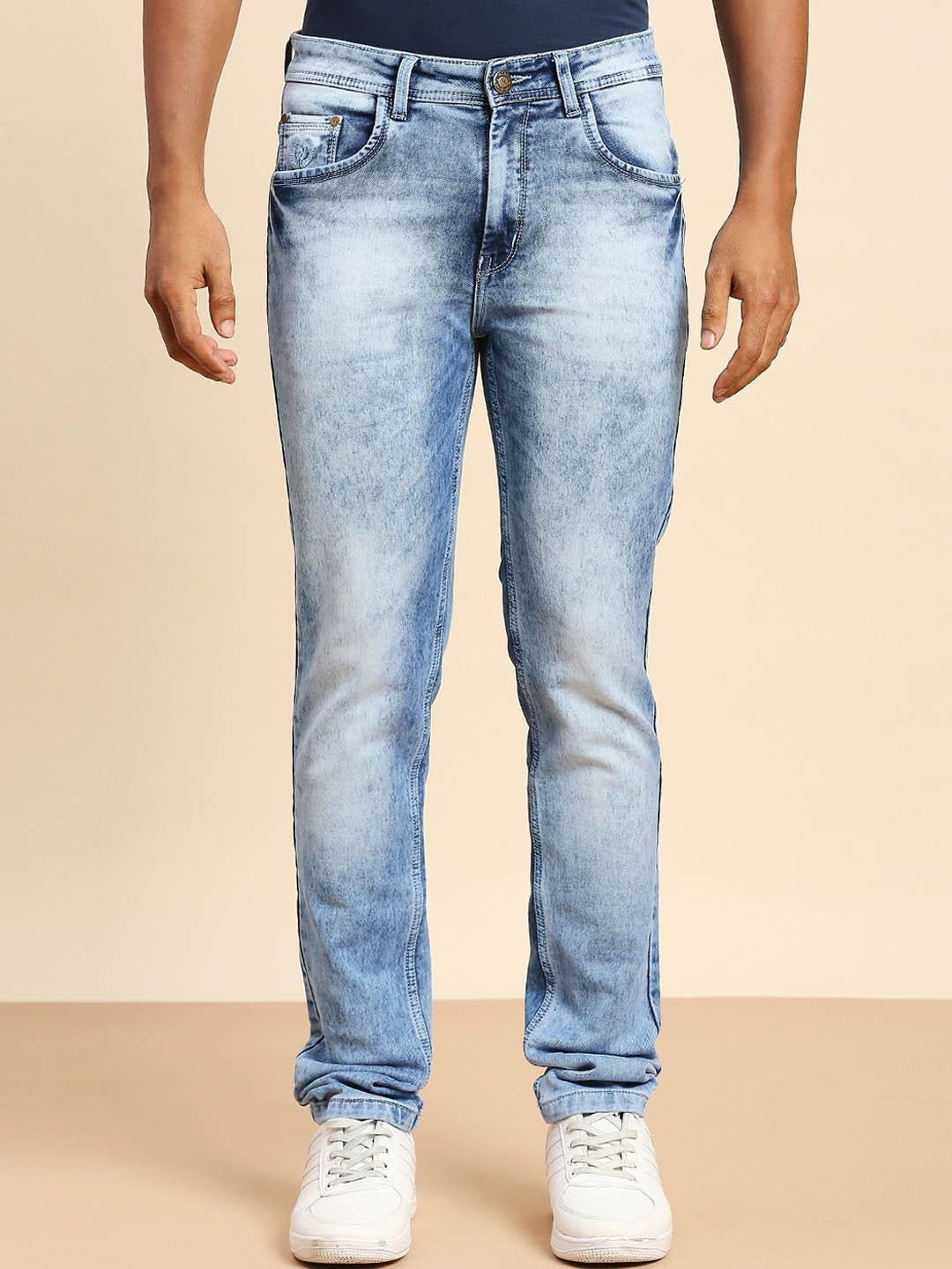 

HJ HASASI Men Straight Fit High-Rise Heavy Fade Jeans, Blue