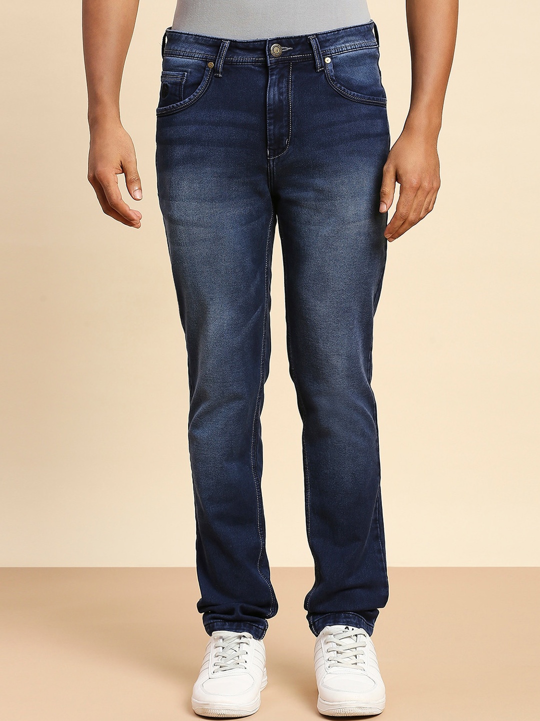 

HJ HASASI Men High-Rise Light Fade Stretchable Jeans, Blue