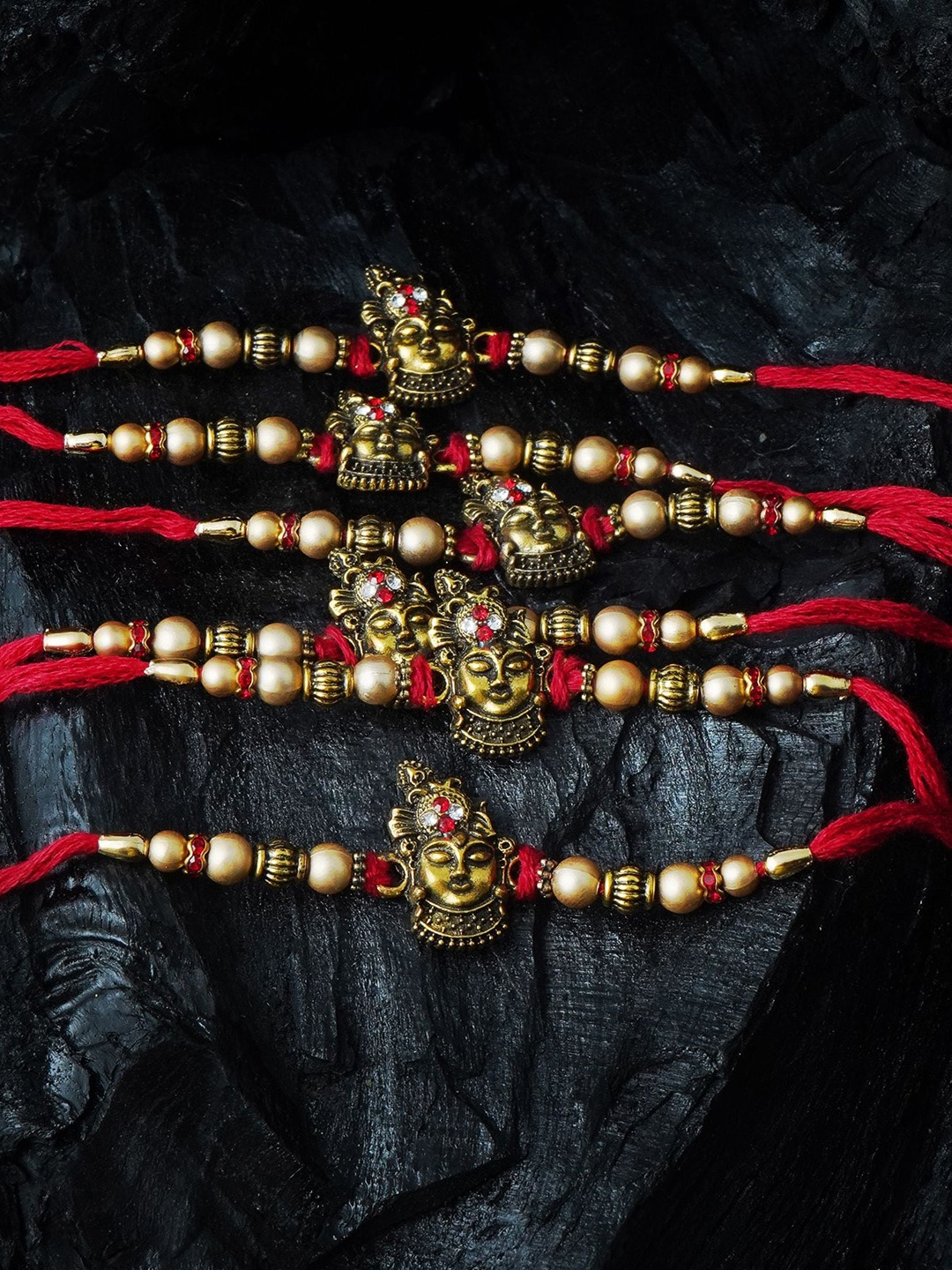 

MANSIYAORANGE Men Set Of 12 Beaded Charm Rakhi, Red