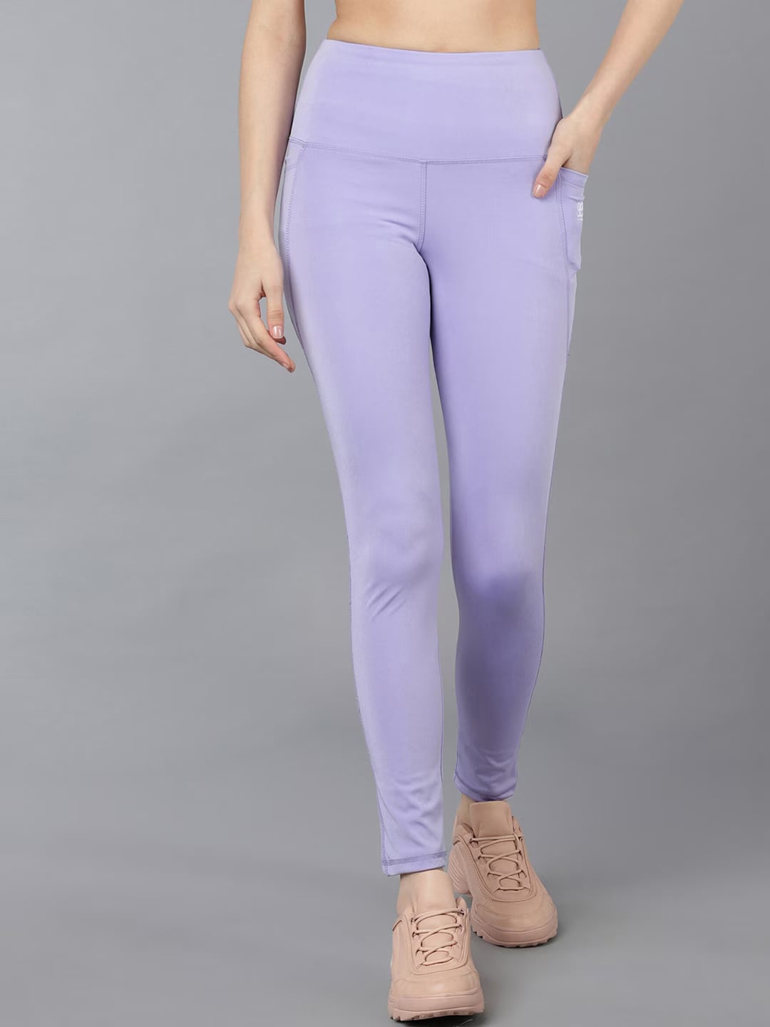

9ty3ree Women Ankle Length High Rise Gym Tights, Lavender