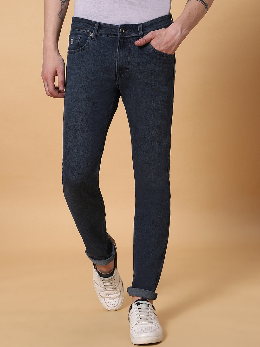 

HJ HASASI Men Blue Acid Wash Stretchable Jeans