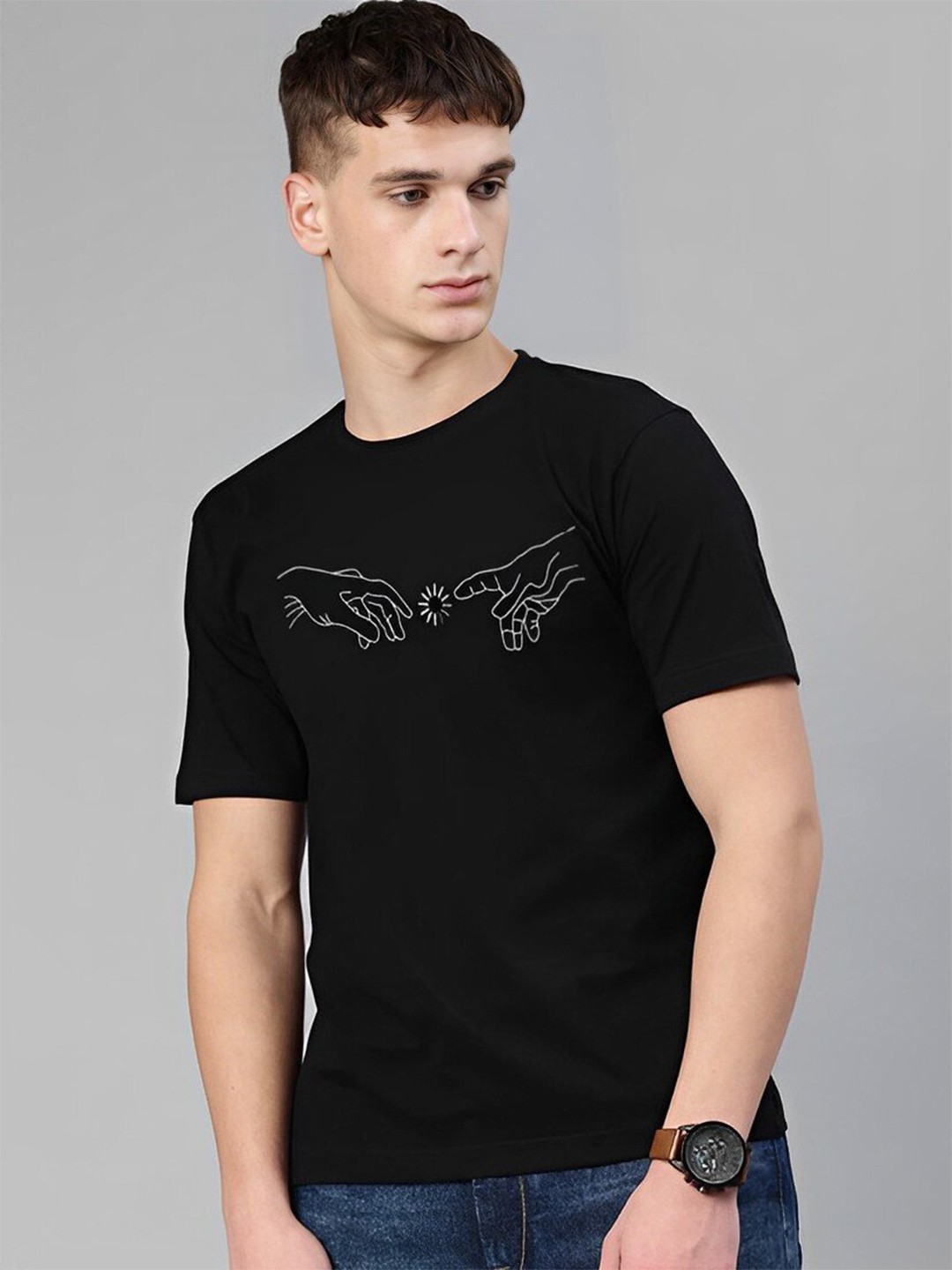 

Elibolz Graphic Printed Cotton T-Shirt, Black