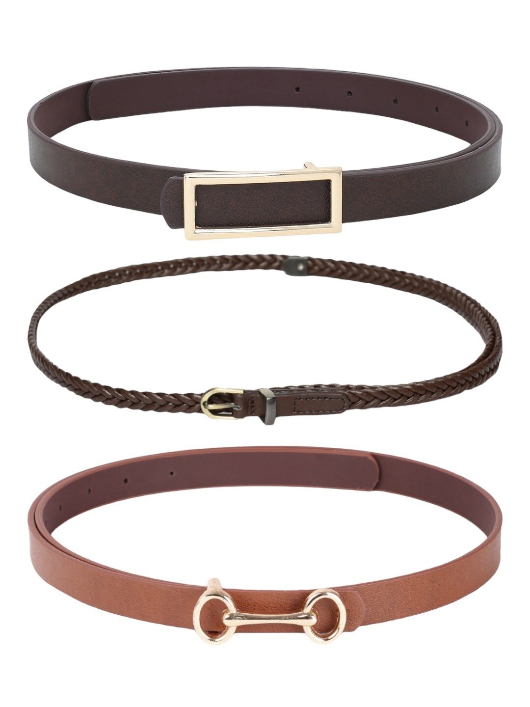 

CRUSSET Girls Set Of 3 Textured Belt, Black