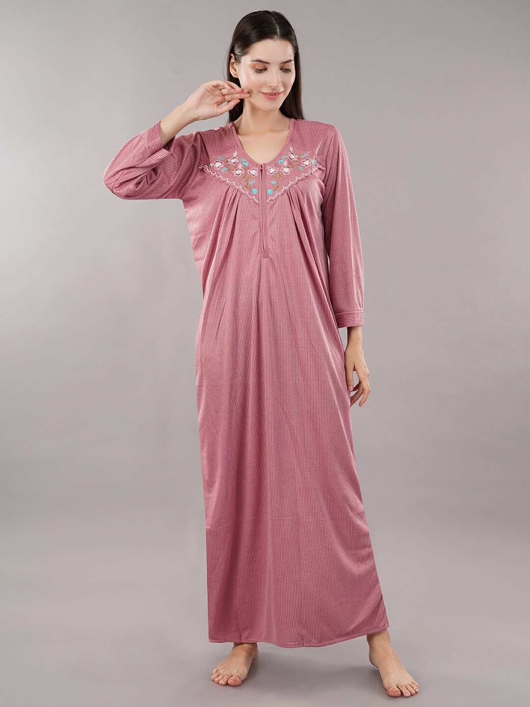 

Noty Striped Maxi Nightdress, Pink