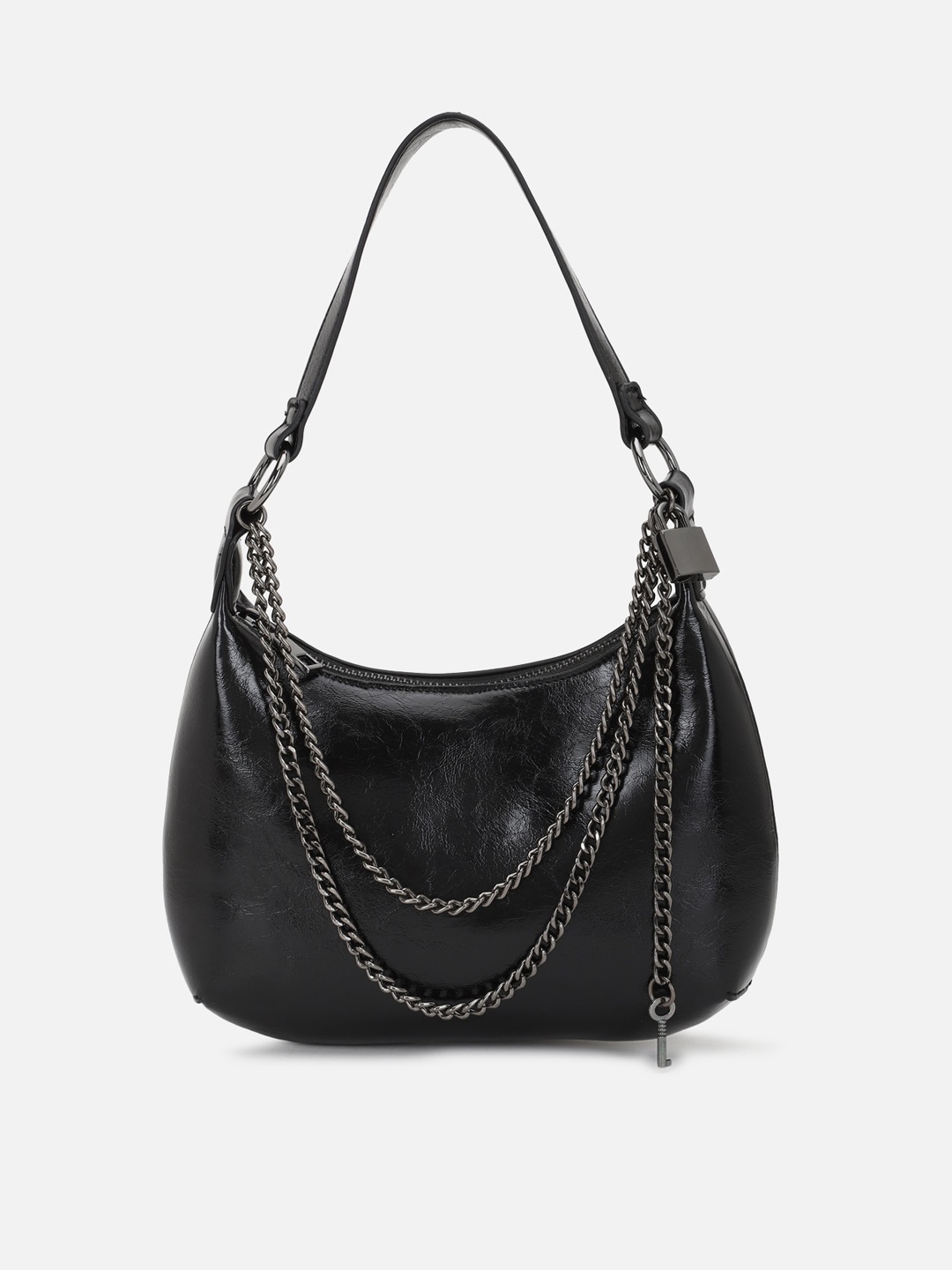 

FOREVER 21 Half Moon Hobo Bag, Black