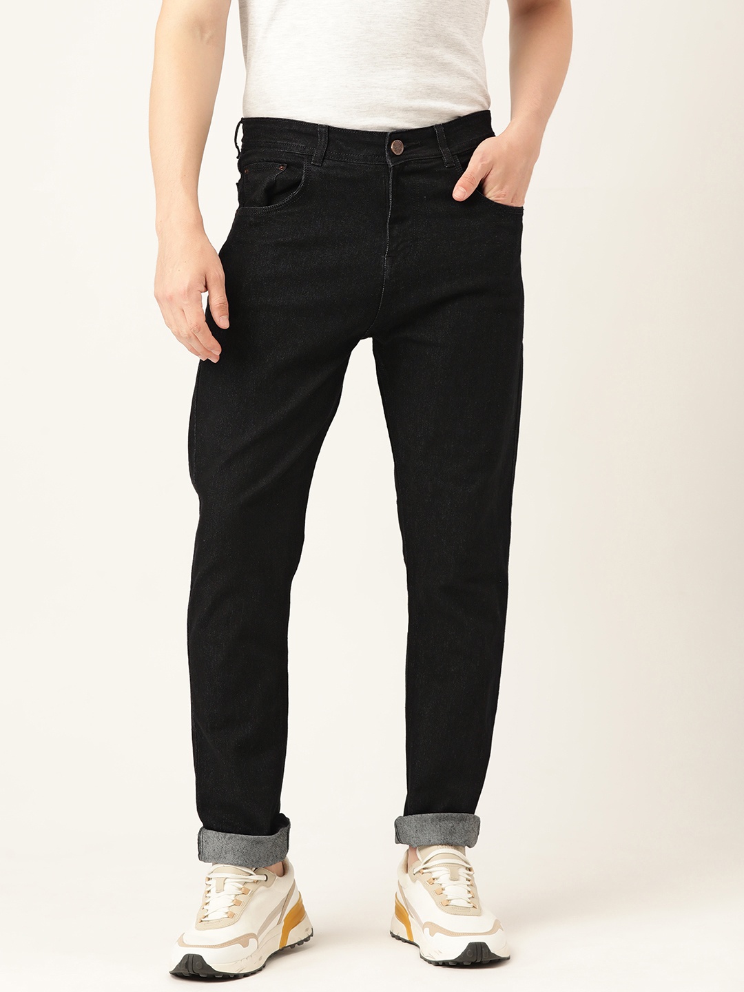 

PARIS HAMILTON Men Relaxed Fit Stretchable Jeans, Black