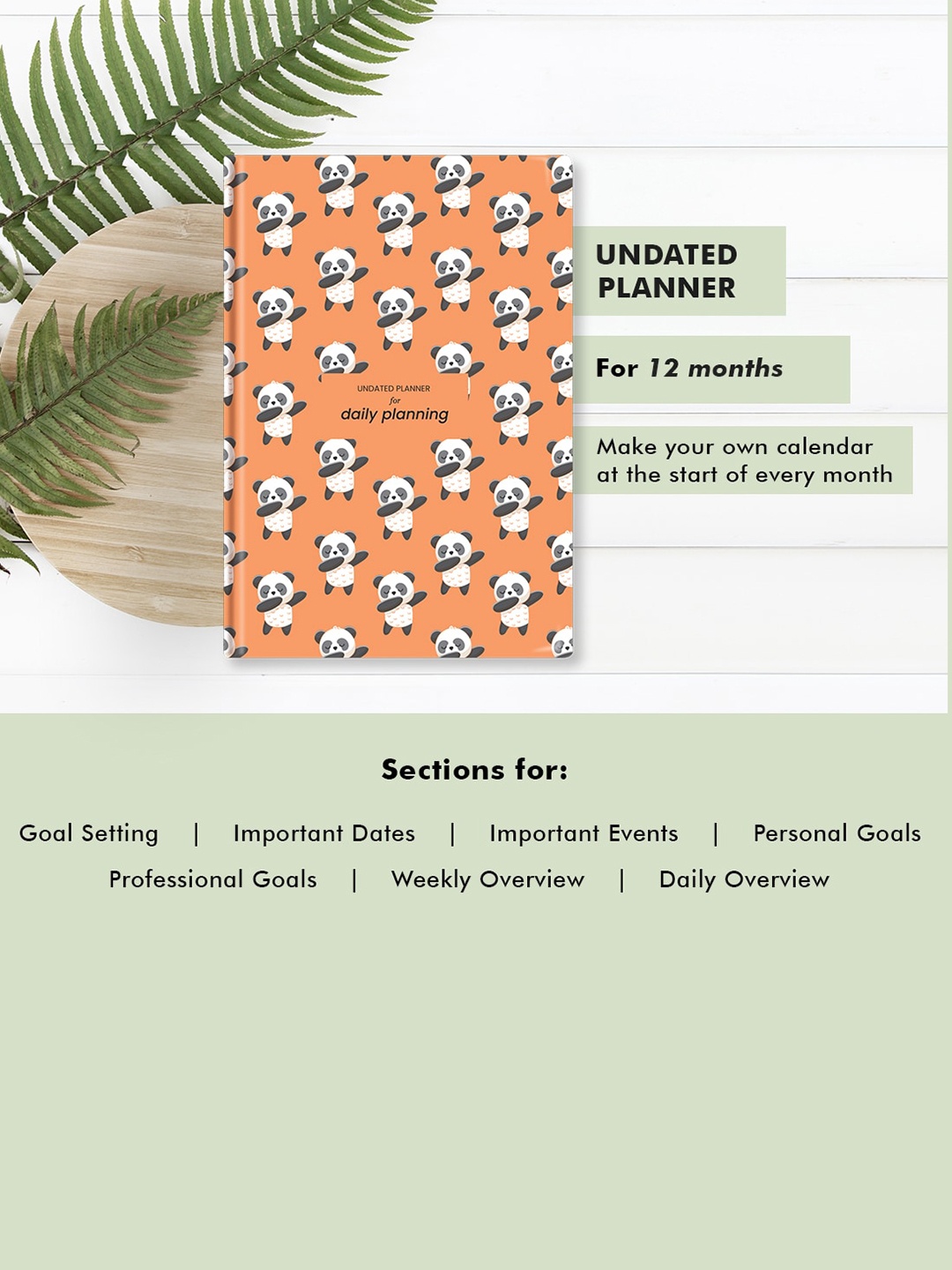 

Happening Hippo Unisex A5 Size Undated Planner & Review, Orange
