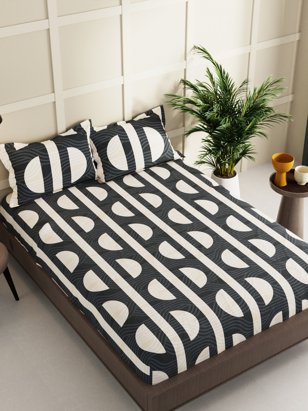 

BIANCA Envogue Grey & White Printed 152 TC Queen Bedsheet with 2 Pillow Covers