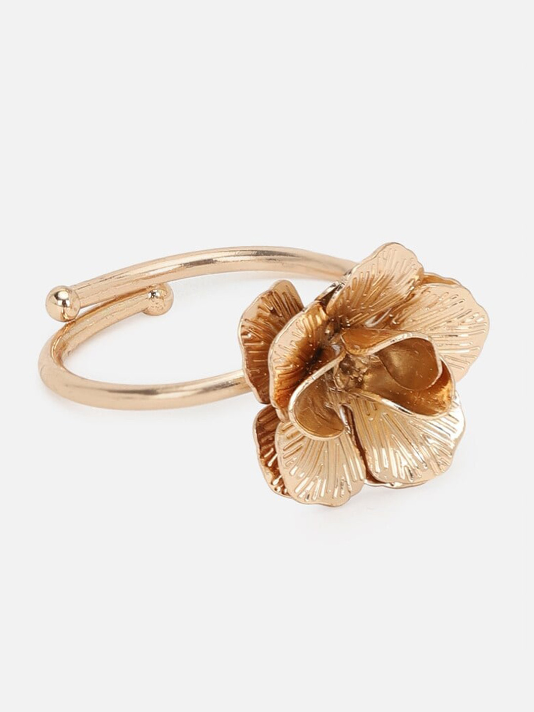

FOREVER 21 Gold Plated Flower Charm Adjustable Finger Ring