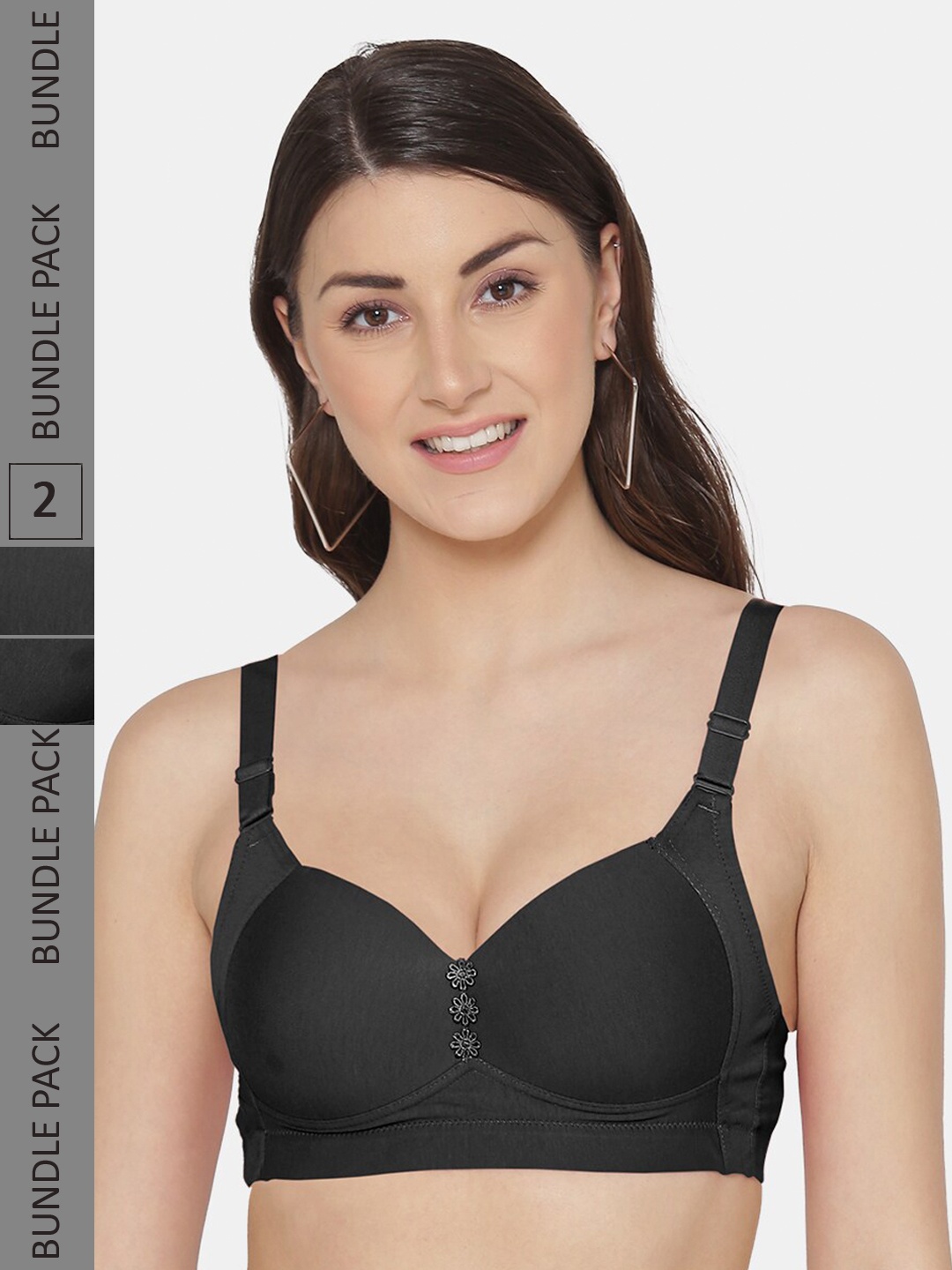 

Tweens Pack Of 2 Cotton Minimiser Bra Lightly Padded All Day Comfort Super Support, Black