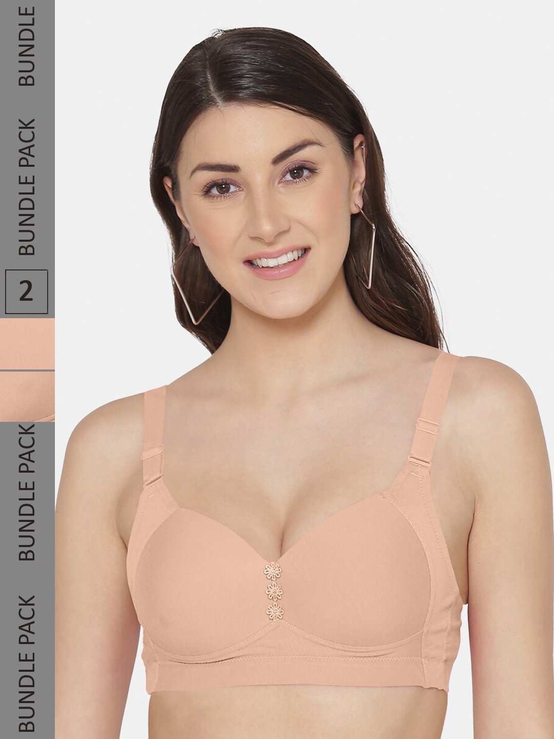 

Tweens Pack Of 2 Cotton Minimiser Bra Lightly Padded All Day Comfort Super Support, Beige
