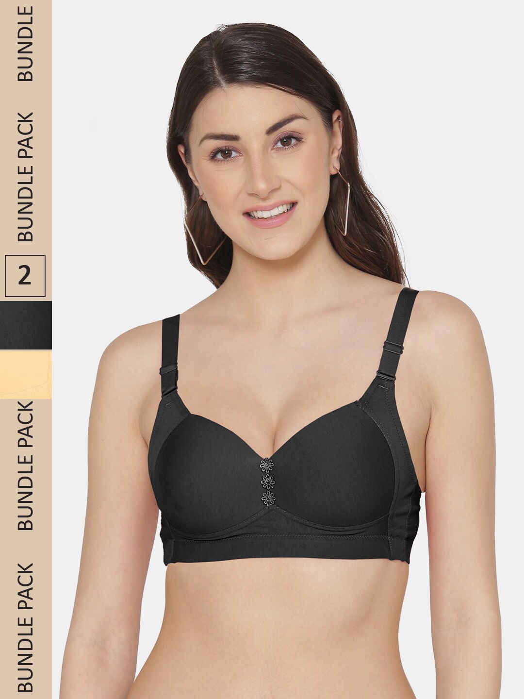 

Tweens Black & Beige Bra Full Coverage Lightly Padded