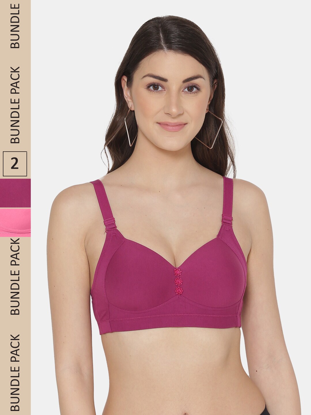 

Tweens Maroon & Pink Bra Full Coverage Lightly Padded