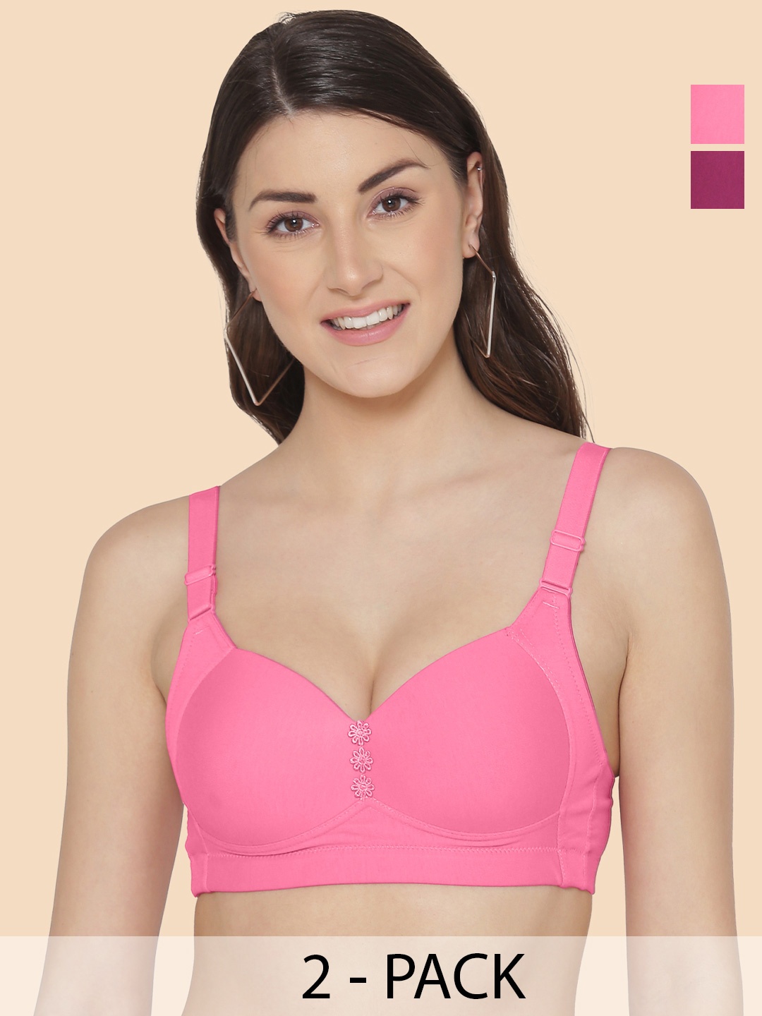 

Tweens Maroon & Pink Bra Full Coverage Lightly Padded