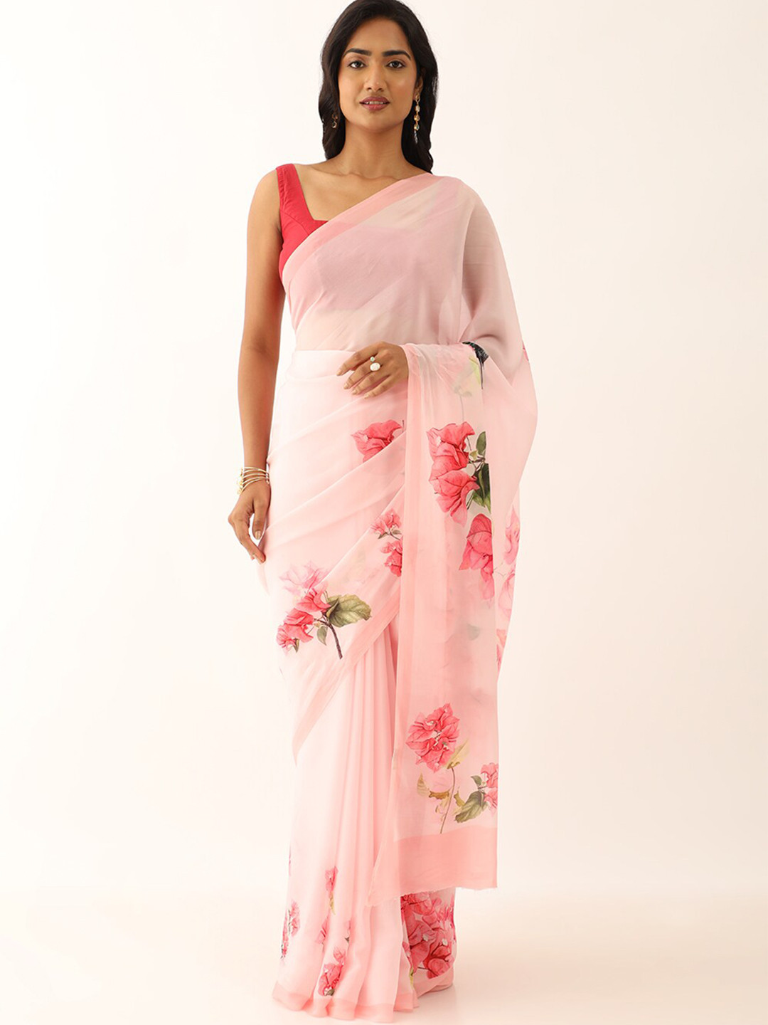 

Taneira Floral Printed Saree, Pink