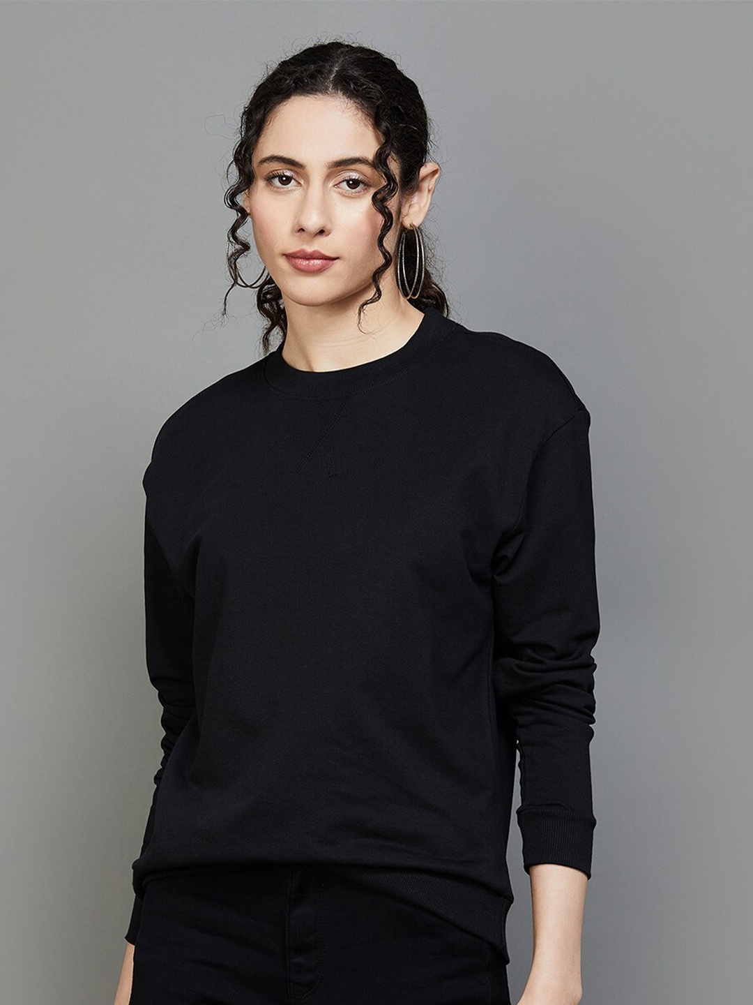 

Fame Forever by Lifestyle Round Neck Pure Cotton Sweatshirt, Black