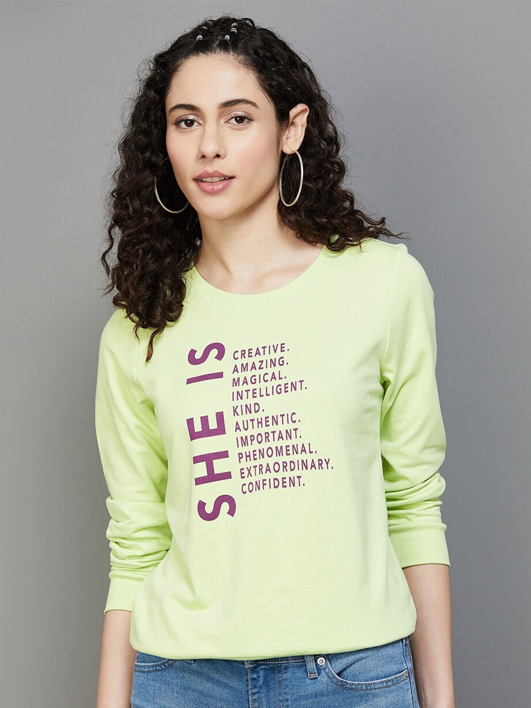 

Fame Forever by Lifestyle Typography Printed Pure Cotton Pullover Sweatshirt, Yellow