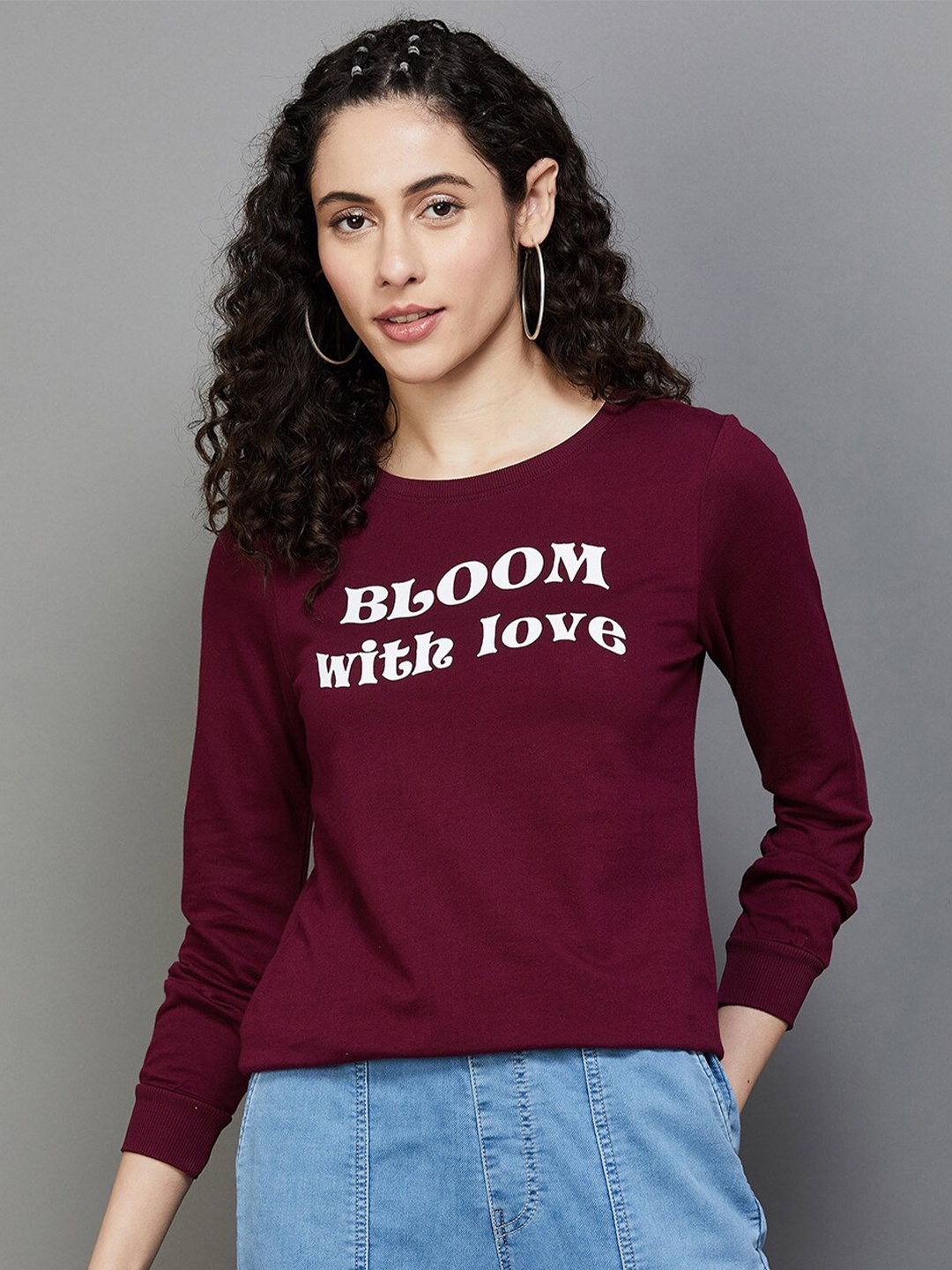 

Fame Forever by Lifestyle Typography Printed Pure Cotton Pullover Sweatshirt, Purple