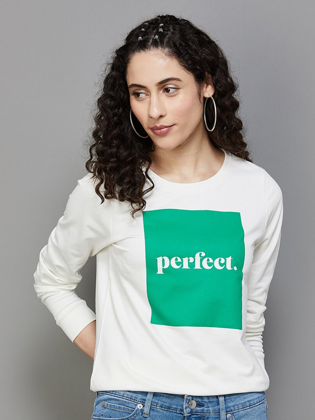 

Fame Forever by Lifestyle Typography Printed Pure Cotton Sweatshirt, White