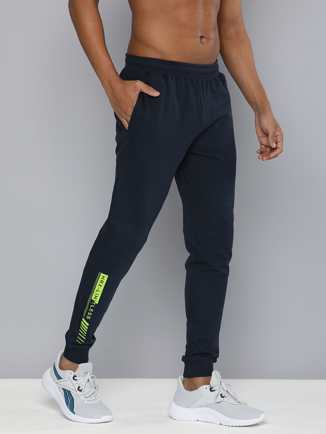 

HRX by Hrithik Roshan Men Lifestyle Graphic Printed Regular Fit Joggers, Navy blue
