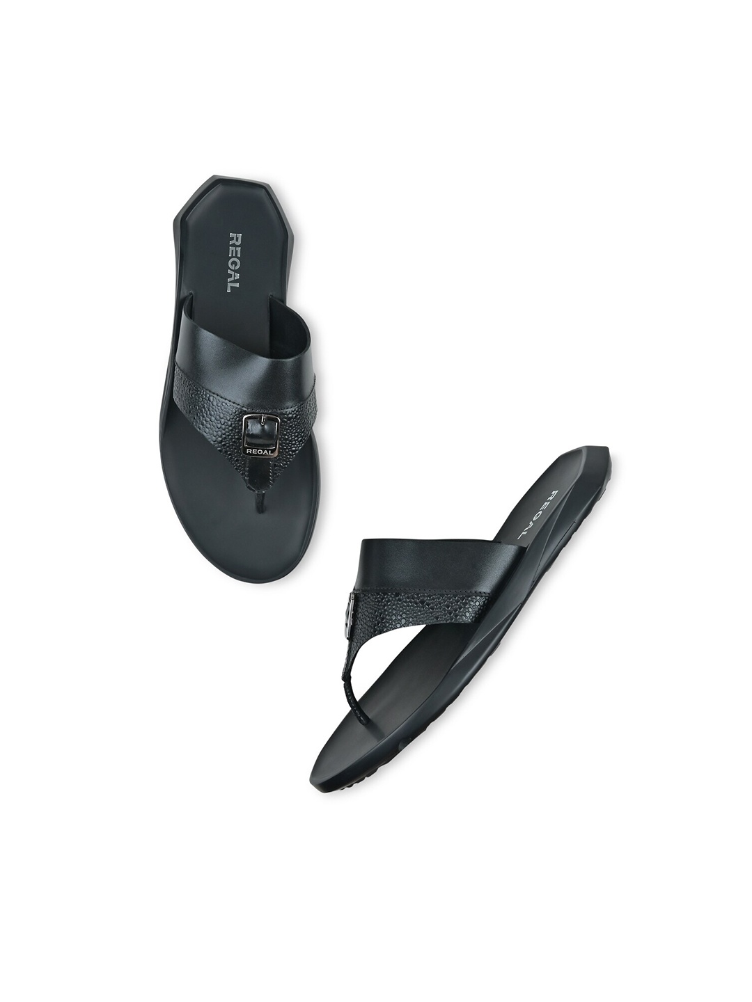 

Regal Men Textured Leather Comfort Sandals, Black