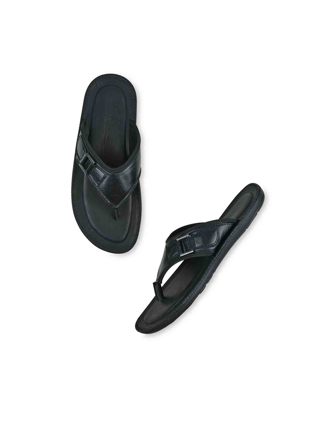 

Regal Men Textured Embellished Leather Comfort Sandals, Black