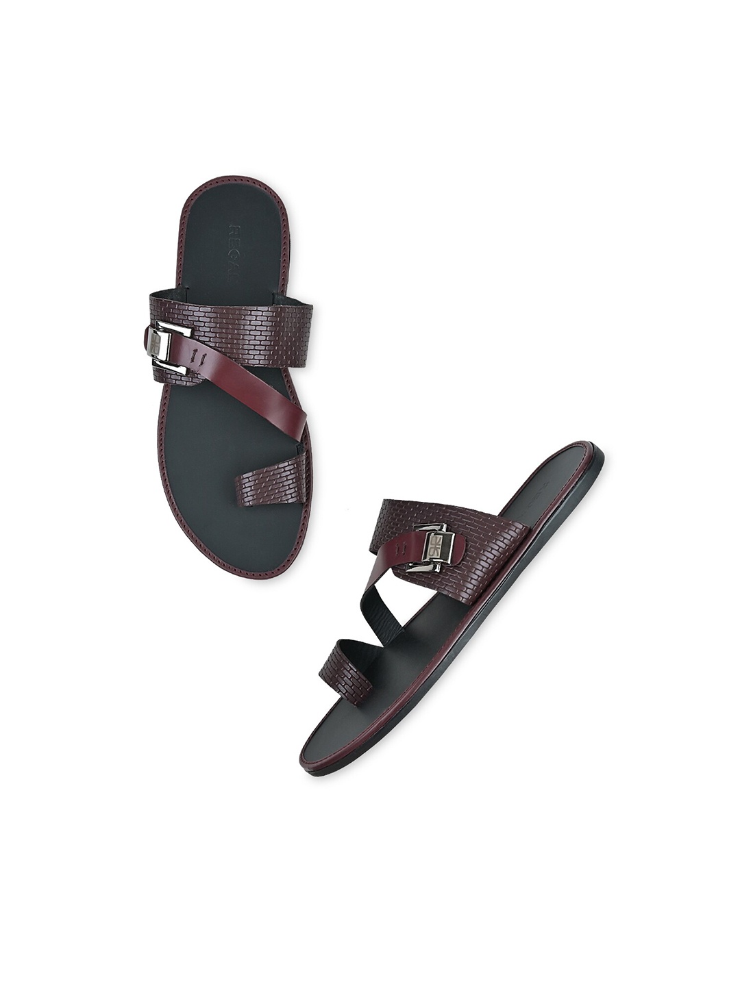 

Regal Men Textured Leather Comfort Sandals, Maroon