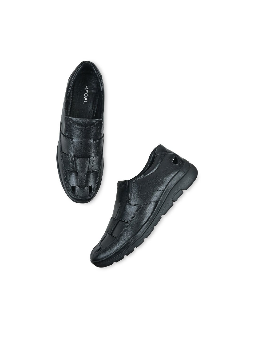 

Regal Men Leather Shoe-Style Sandals, Black