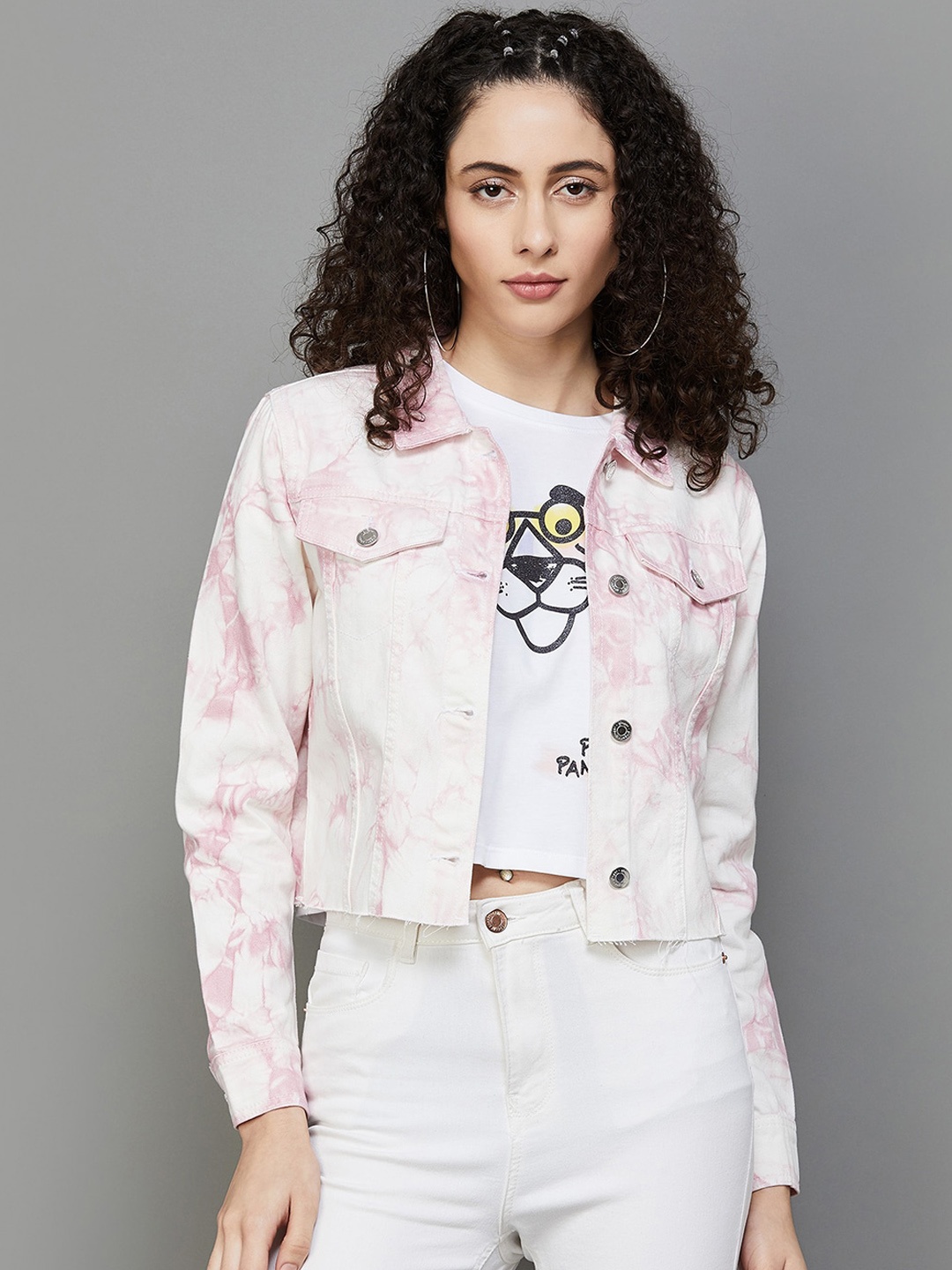 

Ginger by Lifestyle Tie & Dye Pure Cotton Crop Denim Jacket, Lavender