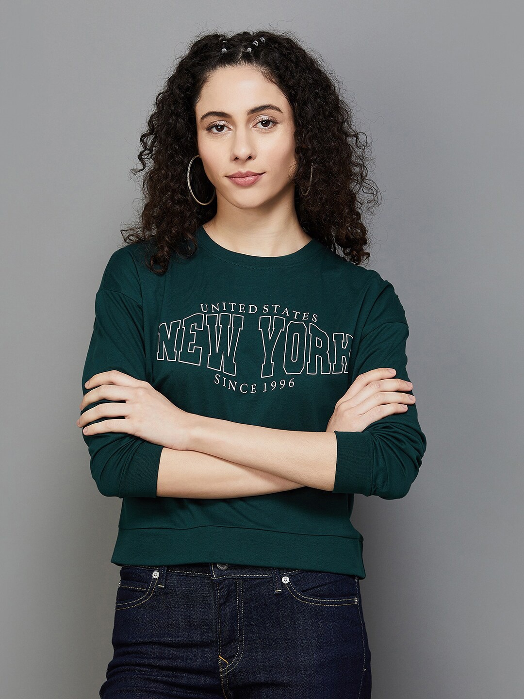 

Ginger by Lifestyle Typography Printed Cotton Pullover, Green