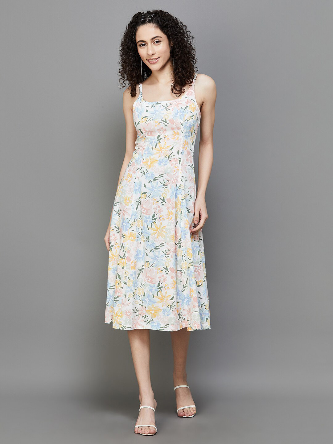 

Ginger by Lifestyle Floral Printed A-Line Midi Dress, White