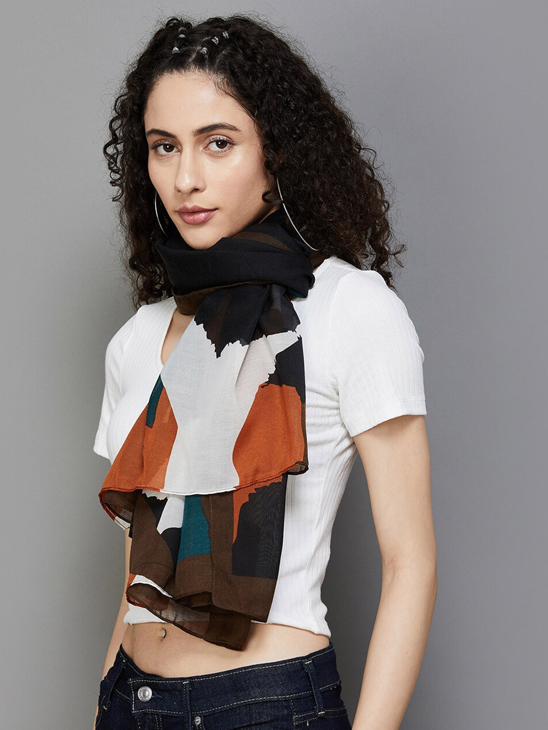 

Ginger by Lifestyle Abstract Printed Stole, White