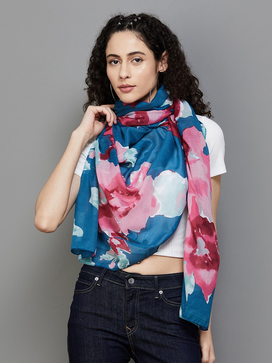 

Ginger by Lifestyle Floral Printed Stole, Blue