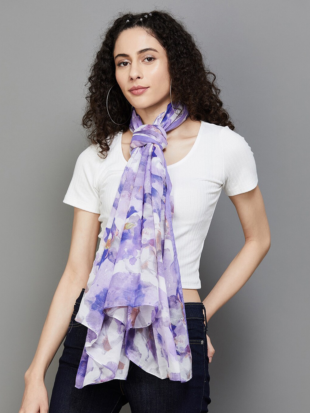 

Ginger by Lifestyle Abstract Printed Stole, White