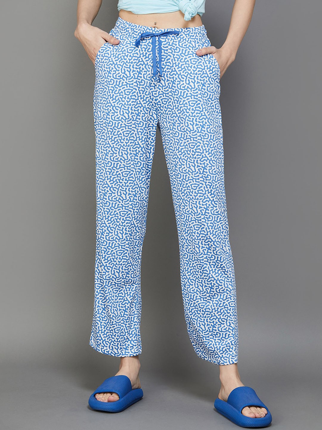 

Ginger by Lifestyle Women Printed Cotton Lounge Pants, Blue