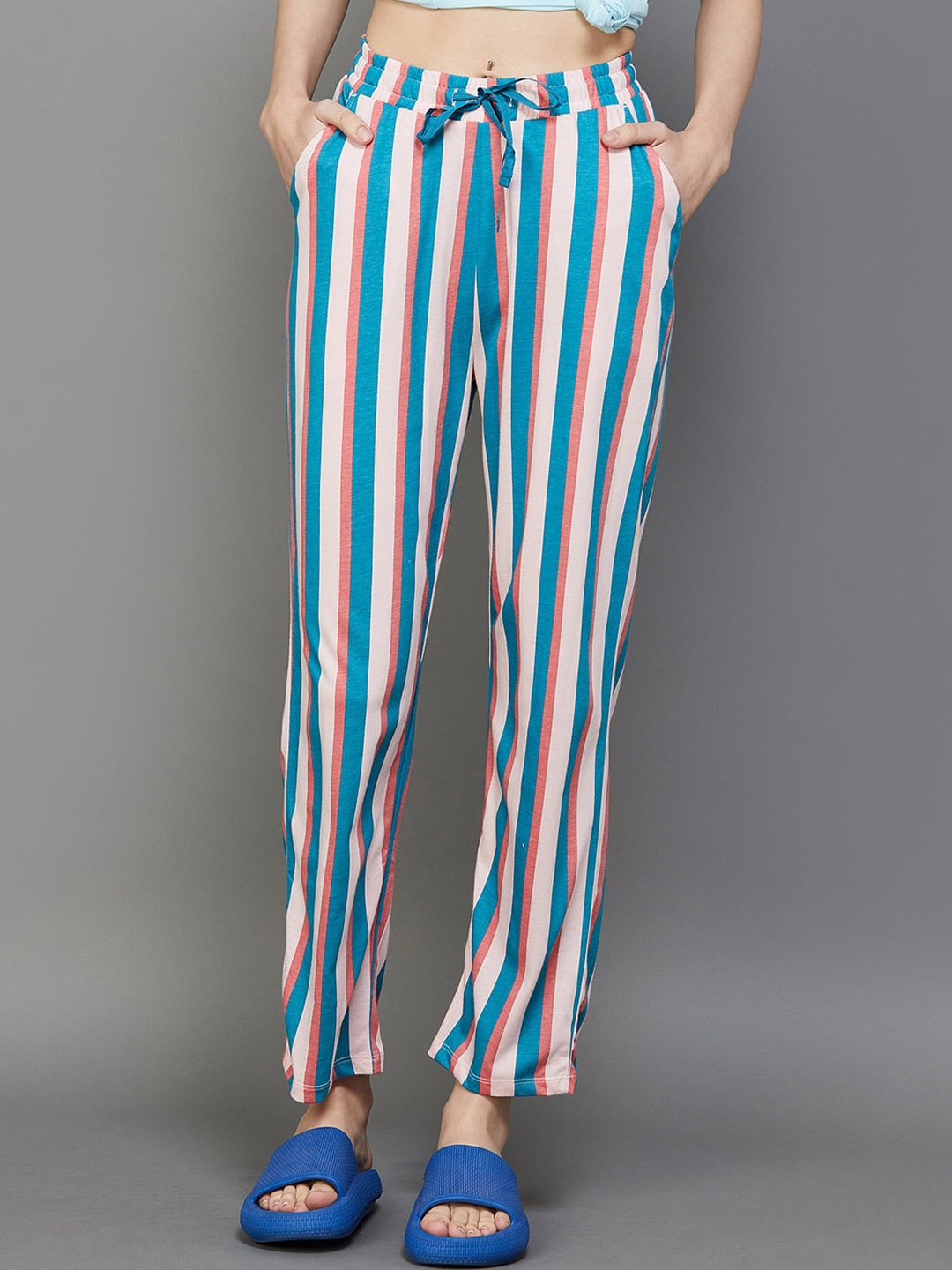 

Ginger by Lifestyle Women Striped Cotton Lounge Pants, Rose