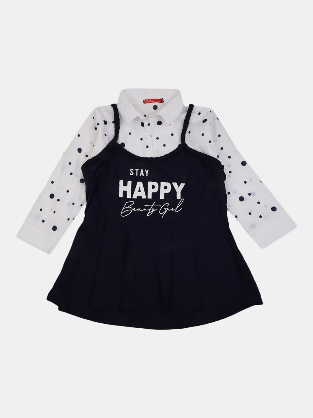 

V-Mart Girls Typographic Printed A-Line Top, Blue