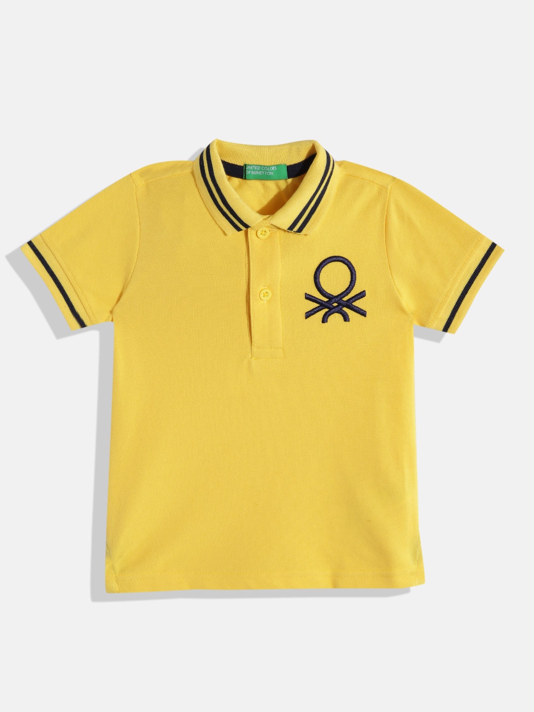 

United Colors of Benetton Boys Pure Cotton Polo Collar T-shirt, Yellow