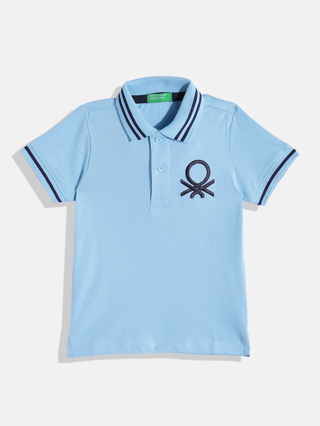 

United Colors of Benetton Boys Pure Cotton Polo Collar T-shirt, Blue