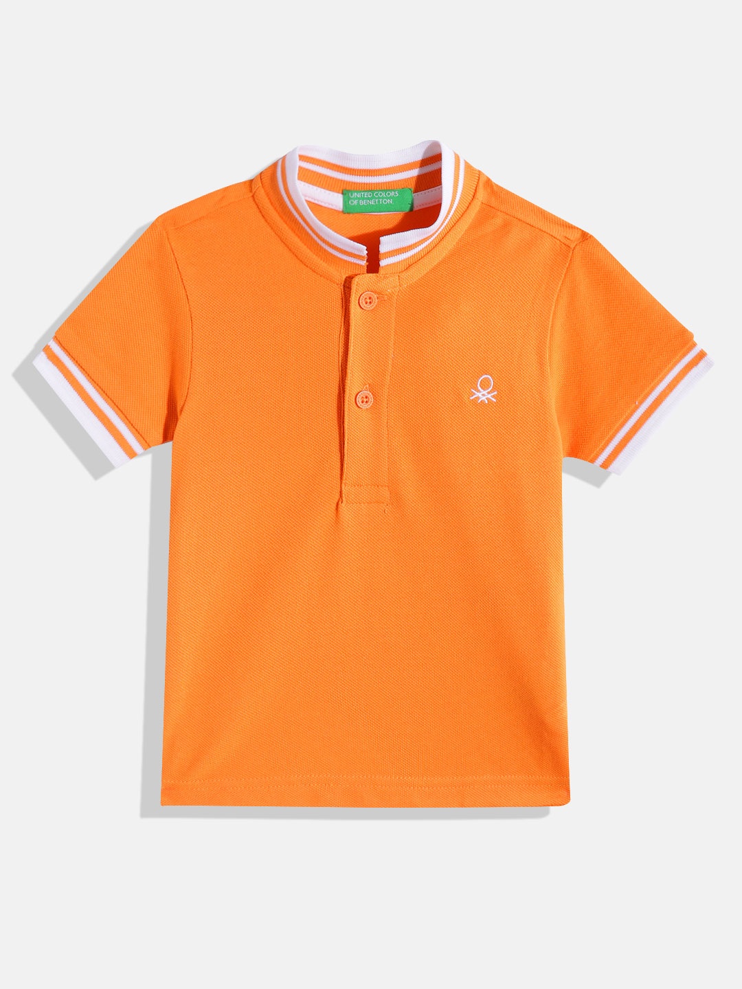 

United Colors of Benetton Boys Pure Cotton Polo Collar T-shirt, Orange