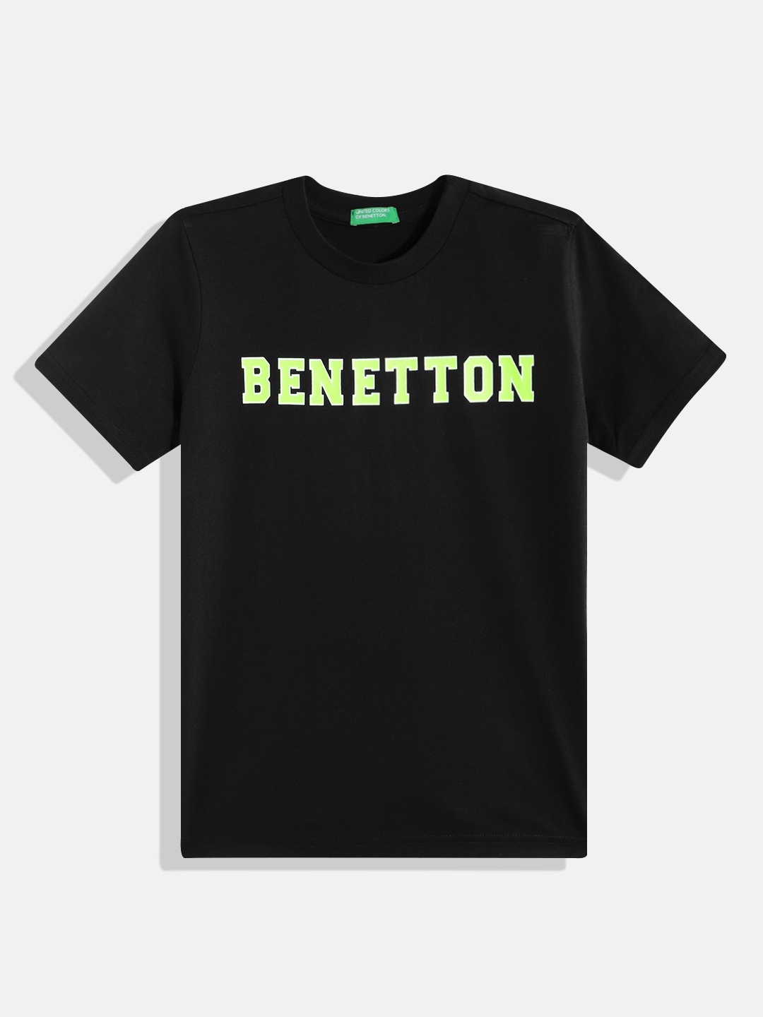 

United Colors of Benetton Boys Brand Logo Printed Pure Cotton T-shirt, Black