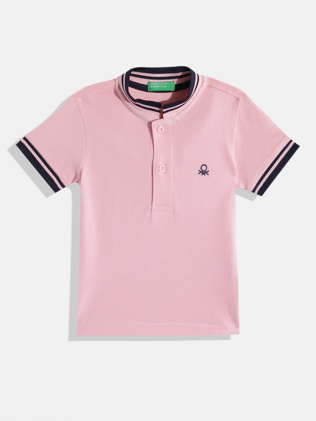 

United Colors of Benetton Boys Pure Cotton Polo Collar T-shirt, Pink