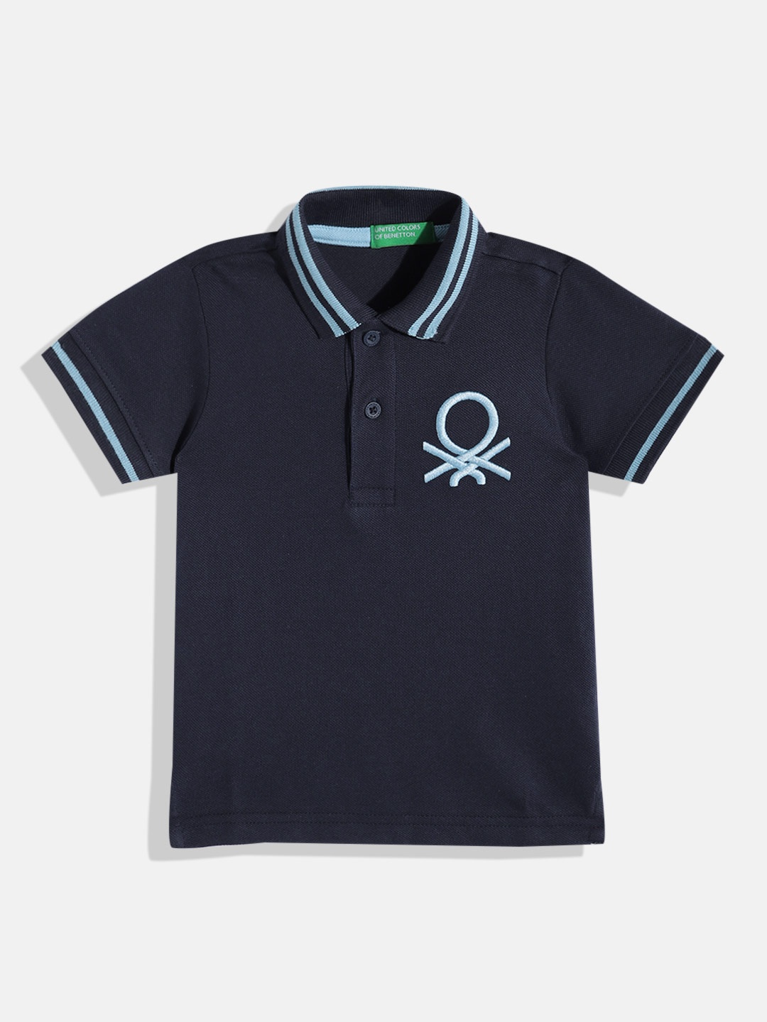 

United Colors of Benetton Boys Pure Cotton Polo Collar T-shirt, Navy blue