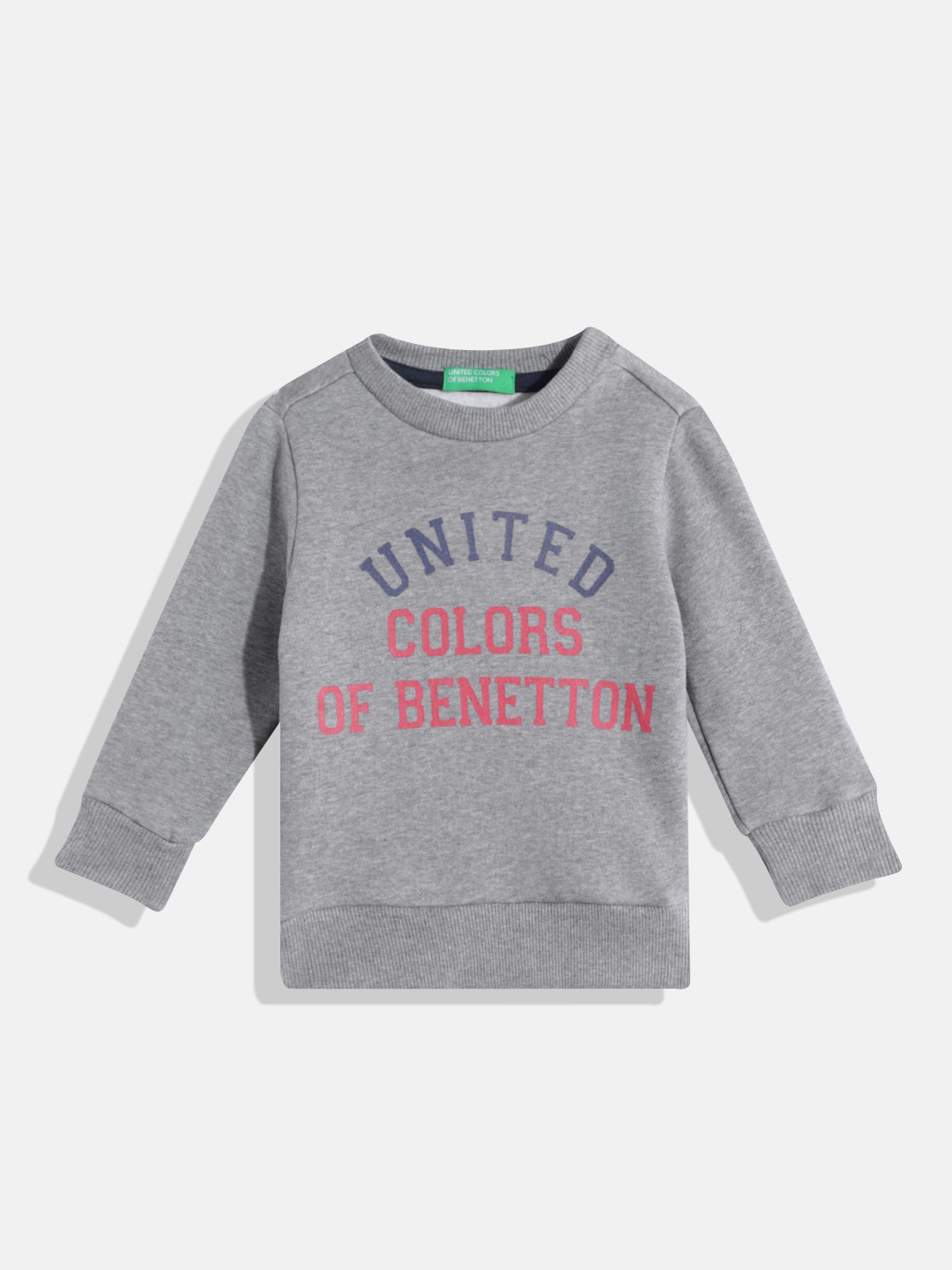 

United Colors of Benetton Boys Brand Logo Printed Sweatshirt, Grey